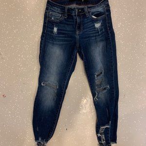 DARK WASH RIPPED JEANS!!!